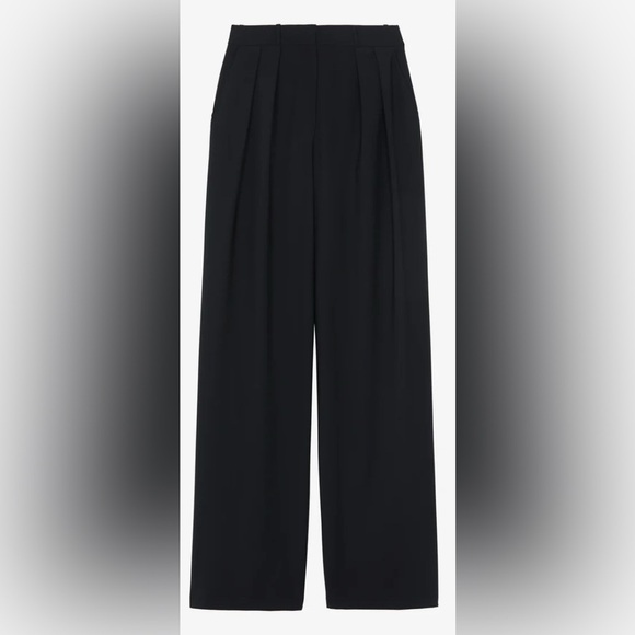 Frankie Shop Black Wide-Leg Trouser Pants Size Medium - Picture 1 of 8